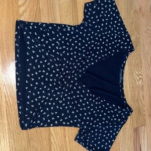 Brandy Melville Amara Top in Navy with White Flowers